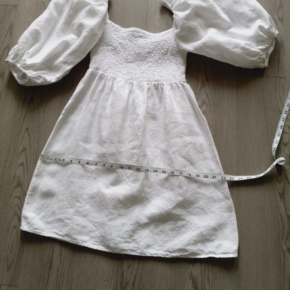 Tuckernuck White Line Smocked Puffer Sleeve Annie Dress M - Picture 12 of 14